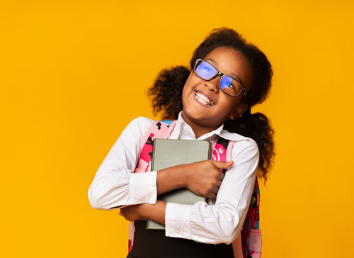 Girl with Glasses Looking Up