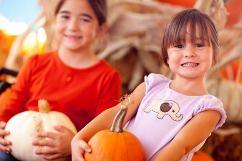 Girls with Pumpkins