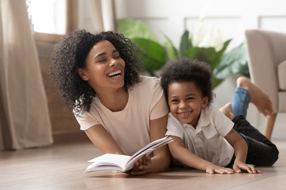 Preschool Son and Mom Reading